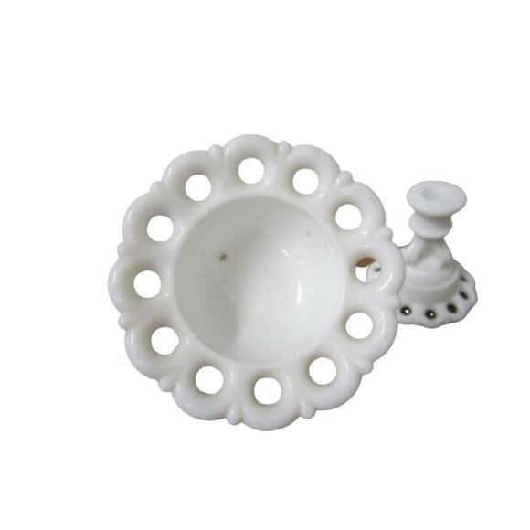 Westmoreland Milk Glass Doric Lace Candle Holders by Westmoreland Glass 1960s - Picture 3 of 5